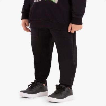 Imagem de Calça Infantil Menino Moletom Flanelado Com Bolsos - Rovi Kids, Preto,