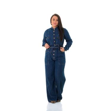 Imagem de Macacão Jeans Feminino Arauto M/l Wide
