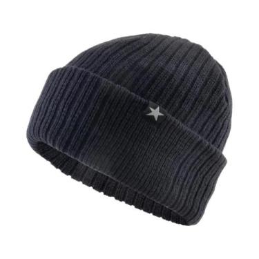 Imagem de Gorro De Lã Tricotado Para Homens, Cor Sólida, Dupla Camada, Grosso, P