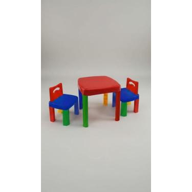 Imagem de Mesa Infantil Didática com 2 Cadeiras Coloridas Plástico - Congratulat