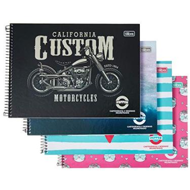 Imagem de Caderno de Desenho Milimetrado Espiral, Pacote com 4 Cadernos, 80 Folhas, Cores Sortidas, São Domingos