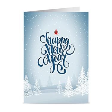 Imagem de One Jade Lane – Inverno Branco, Ano Novo, Cartas de Feriado, Folded Cards w/ Envelopes