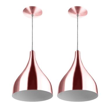 Imagem de Kit 2 Lustres Pd Gota Pequena Alumínio 21cm Gold Rose