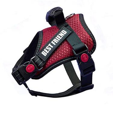 Imagem de Foern Colete de serviço para cães, sem puxar, fácil de colocar e tirar, chicote para animais de estimação, com alça 3M, faixa reflexiva treinamento de trabalho para cães médios grandes, vermelho, XGG