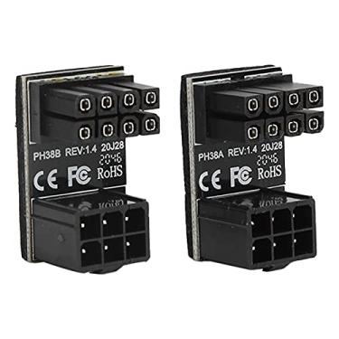 Imagem de Vbestlife 2 peças de adaptadores de alimentação de conector de ângulo de 180 graus fêmea para macho de 8 pinos para placa gráfica de mesa (preto)