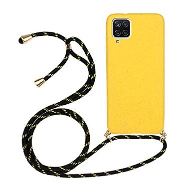 Imagem de Mobile phone accessories Para o material de palha de trigo Samsung for Galaxy A12 + estojo protetor de TPU com cordão phone case