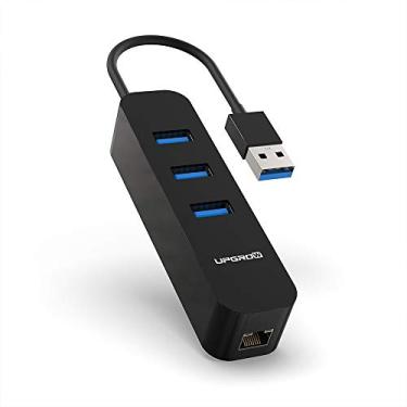 Imagem de Upgrow Hub USB 3.0 de 4 portas com conversor de porta Ethernet 4 portas USB 3.0 HUB com porta Ethernet 10/100/1000 Gigabit a RJ45, suporta Windows, Mac OS 10.6 e acima, Linux-Black
