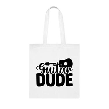 Imagem de Bolsa de guitarra, presente para homem de guitarra, bolsa de ombro para guitarrista, bolsas reutilizáveis para homem de guitarra, ideia de presente de cesta de Natal de aniversário, presente para ela, presente para ele, bolsa feminina, Branco