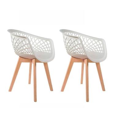 Imagem de 2 Cadeiras Com Encosto Para Mesa De Jantar Cozinha Branca