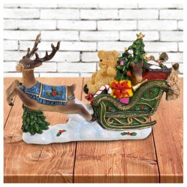 Imagem de Decoração Enfeite Natal Ursinho Natalino Com Trenó Iluminado 26cm