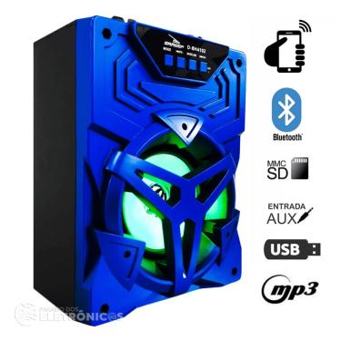 Imagem de Caixa de Som 10W RMS Portátil Conexão Bluetooth, USB, Cartão SD e Radio FM Azul - DBH4102