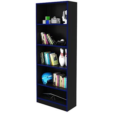 Imagem de Armário Prateleiras para Escritório Home Office Gamer ME4141 MDP Preto/Azul G69 - Gran Belo