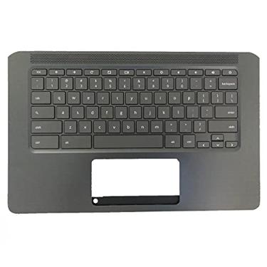 Imagem de Substituição original nova para HP CB14G5 Chromebook 14 G5 Laptop Upper Case Apoio de Palma Montagem do Teclado Peça L14355-001 L14354-001 Capa superior preta