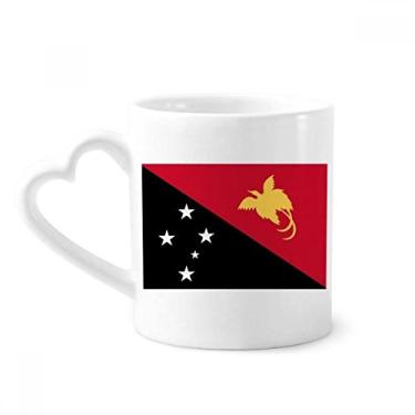 Imagem de Caneca com bandeira nacional da Oceânia da Papua-Nova Guiné Caneca de café cerâmica copo de coração de vidro
