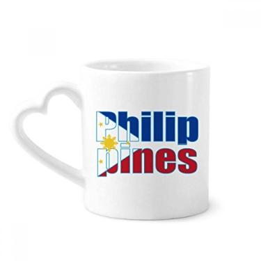 Imagem de Caneca com nome da bandeira do país das Filipinas café cerâmica copo de coração de vidro
