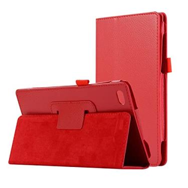 Imagem de Capa protetora para tablet Texture couro tablet case para lenovo tab 730 4F / 7504f. Capa traseira à prova de choque do protetor de fólio flexível com suporte Estojos para Tablet PC (Color : Rojo)