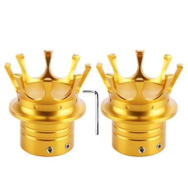 Imagem de Tampa do eixo dianteiro, estilo coroa liga de alumínio CNC evita vazamento Capas de porca de eixo projetadas padronizadas para modificação de motocicleta (ouro)