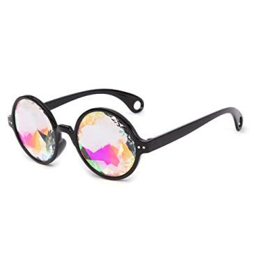 Imagem de Armação Redonda Caleidoscópio Holográfico Masculino Feminino Óculos de Sol Rave Feminino Masculino Óculos Festa Rainha Presentes, 2, tamanho único