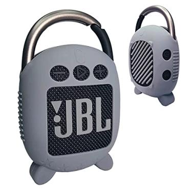Imagem de JCHPINE Capa de silicone para alto-falante Bluetooth portátil JBL Clip 4, estojo protetor para alto-falante Bluetooth portátil JBL Clip 4 (cinza)