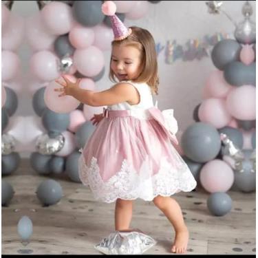 Imagem de Vestido Bebe Festa Princesa Realeza Renda Estruturada Luxo 6 Meses A 4