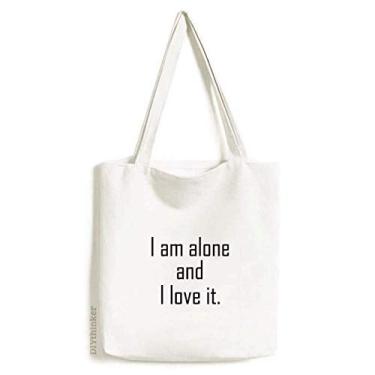 Imagem de Bolsa de lona com citação I Love My Loneliness Bolsa de compras casual