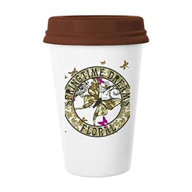 Imagem de Círculo de borboleta letra de mola, caneca de café bebendo vidro cerâmica copo tampa