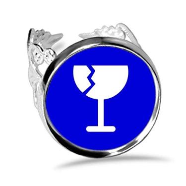 Imagem de DIYthinker Anel de noivado de casamento ajustável com estampa quadrada azul frágil