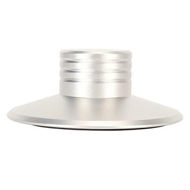 Imagem de Grampo para Discos de Vinil, Fundo de Feltro de Algodão Estabilizador de Peso Reduz a Vibração Reduz o Ruído Melhora a Clareza do Som para CD Player (Prata)