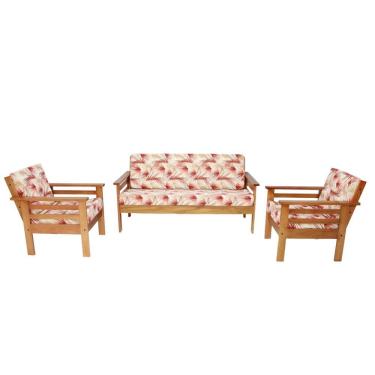Imagem de Sofá de Madeira Maciça 3 lugares e 2 Poltronas