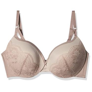 Imagem de Maidenform Sutiã feminino com aro, Love the Lift Suavizante Lace Demi, sutiã push-up para mulheres, Renda com tiras de blush/creme, 40C