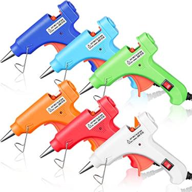 Imagem de Mini pistola de cola para artesanato, pistolas de cola quente para crianças Hot Melt Arts Craft DIY pistola de cola para artesanato Escola DIY Artes Reparos rápidos para casa (Multicolorido, 6 peças)