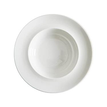 Imagem de FLAVAS Pratos de sobremesa finos prato de cerâmica branca e tigela prato de sobremesa de frutas prato de servir elegante adequado para salada de macarrão, bolas de arroz glutinoso, 2 peças, prato de