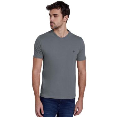 Imagem de Camiseta Dudalina Masculina V-Neck Essentials Black Icon Cinza Médio-Masculino