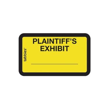Imagem de Tabbies Etiquetas de exibição legal, etiqueta: 3,8 cm L x 2,5 cm A, Folha: 13,8 cm L x 8,8 cm A, Amarelo, "Exposição da Plaintiff" 252 etiquetas/pacote (58094)