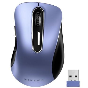 Imagem de Memzuoix Mouse sem fio de 2,4 G, mouse óptico móvel sem fio de 1400 DPI com receptor USB, mouse portátil sem fio para notebook, PC, desktop, MacBook, 5 botões (azul marinho)