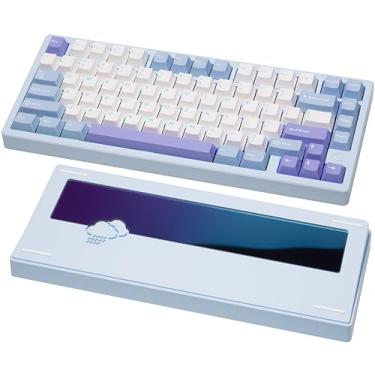 Imagem de Teclado mecânico KEEBMONKEY WOBKEY Rainy 75 CNC de alumínio HMX/JWK/Cocoa Switches com conectividade de modo triplo e acústica superior, RGB/PP/Vidro Gradiente/3500mAh/Violet Switch (Padrão - Azul)