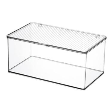 Imagem de Baoblaze Caixa de armazenamento de copo de chá, organizador à prova de poeira, decoração, caixa de artigos diversos, para casa, lembrancinhas, loja, despensa, Longo L