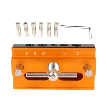 Imagem de Fenteer Gabarito de cavilha para furos retos Conjunto de gabarito de broca para trilhos de montagem com 6 buchas de guia, Dourado