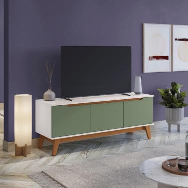 Imagem de Rack Kappesberg 3 Portas Branco/Verde 136cm