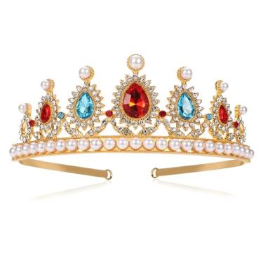 Imagem de Vinjewelry Tiara de aniversário com coroa de pêssego princesa Halloween Coustume Tiara para crianças e adultos, Strass, outro