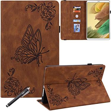 Imagem de GSFY Capa para Galaxy Tab A7 Lite 22.1 cm, capa de couro PU multi-ângulo com suporte para lápis e bolsos para cartão para Samsung Galaxy Tab A7 Lite 2021 (SM-T220 T225 T227), marrom borboleta