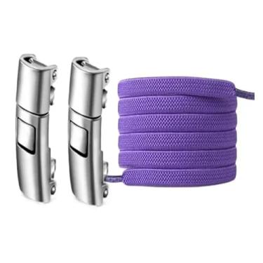 Imagem de Press Lock Shoelaces Without Ties Elastic Laces Sneaker 8MM Widened Flat No Tie Shoe Laces Kids Adult Shoelace For Shoes(Purple)