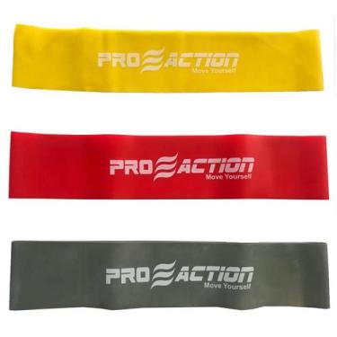Imagem de Kit 3 Mini Bands Leve, Médio E Forte HP145 Proaction, Amarelo, Vermelh