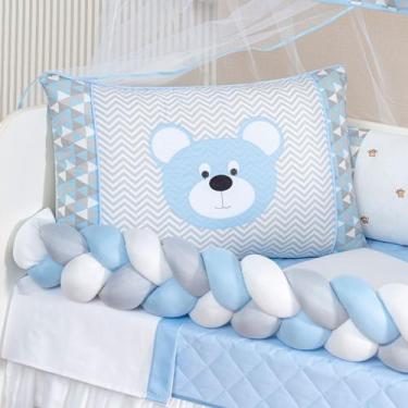 Imagem de Kit berço modelo urso macio com edredom e lençol de algodão confortave