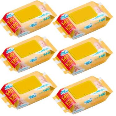 Imagem de Kit 6 Pacotes Toalhas Umedecidas Upa Bebê 840 Unidades Flip Top Aloe V