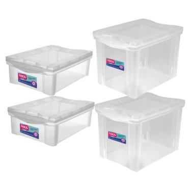 Imagem de Caixa Organizadora Decorativa Com Trava 2 Un 13,5L + 2 Un 30L - Ordene