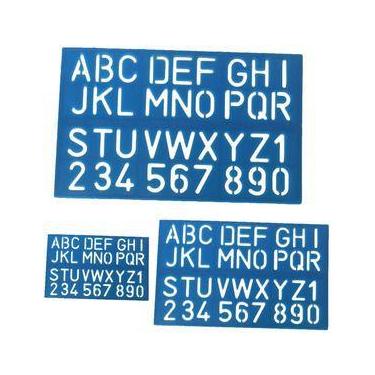 Imagem de Kit com 3 Régua Normógrafo Números e letras 3 Tamanhos - Acrinil