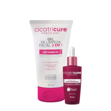 Imagem de Kit Cicatricure Porcelana 3 em 1 Antimarcas Peeling Gel Sérum (2 produ