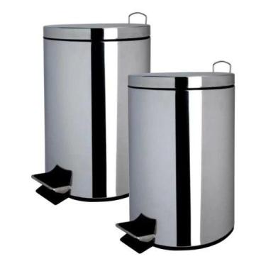 Imagem de Kit 2 Lixeiras De 5 Litros Inox Importada 29x20 Cm - JHC Premium, Inox