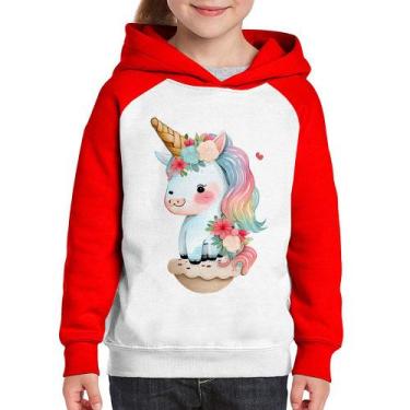 Imagem de Moletom Infantil Unicórnio Bebê - Foca na Moda, Branco, Vermelho, 4